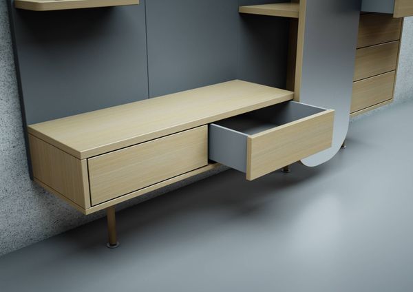 Detailní pohled na zásuvku předsíňové komody VENTUM