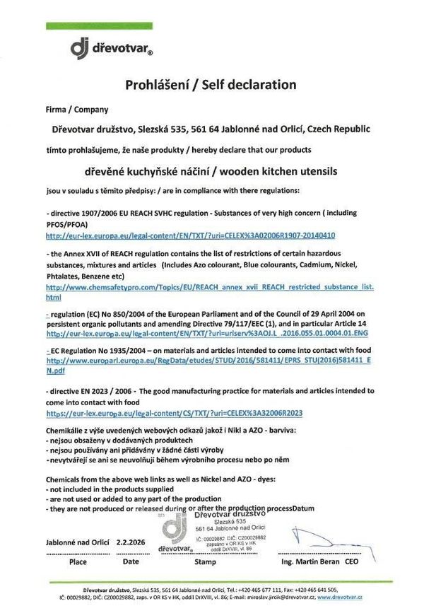 Prohlášení o shodě (Self-declaration)