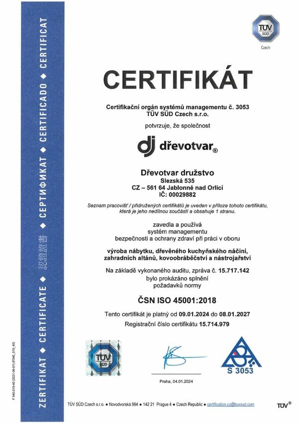 Certifikát ISO 45001